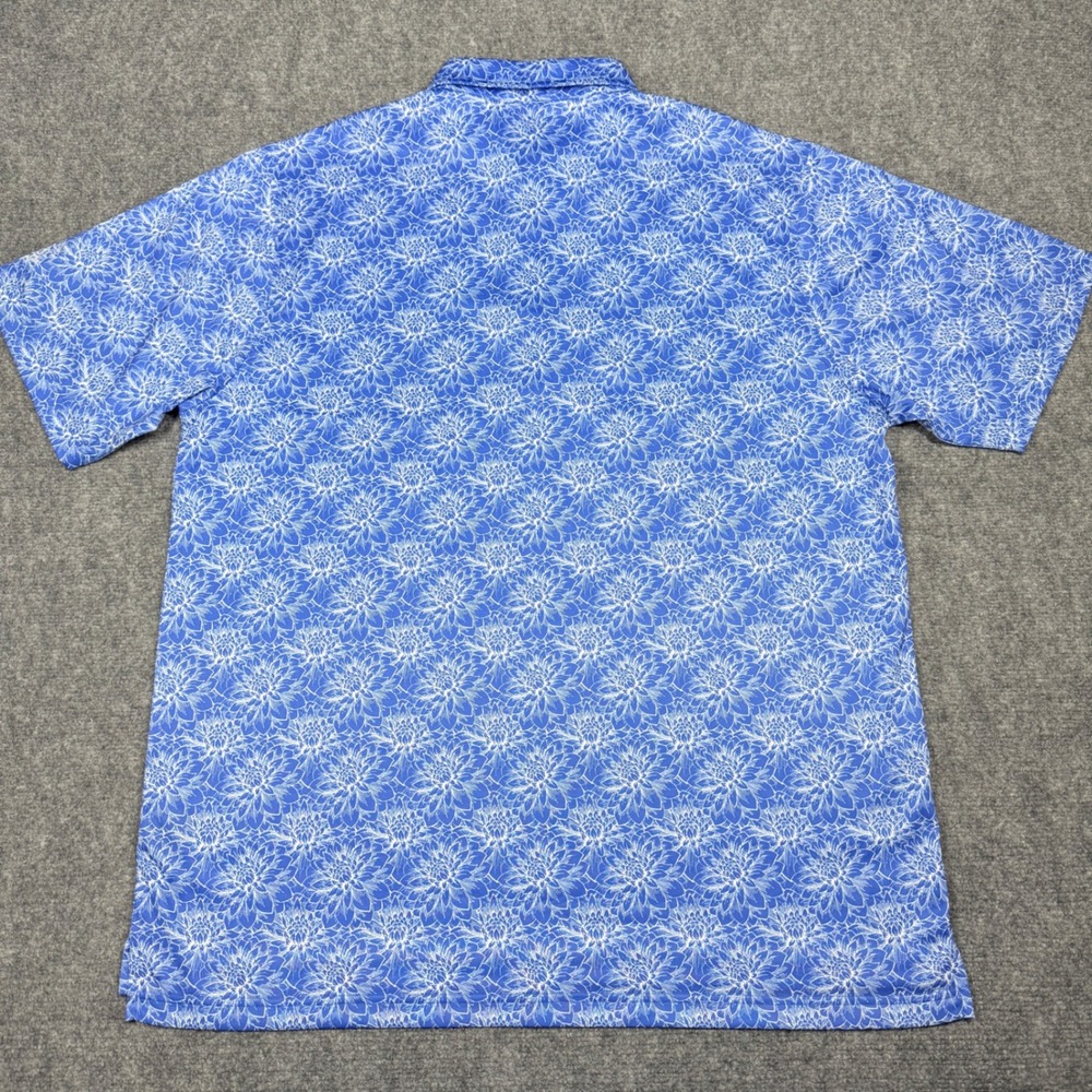 Donald Ross Sportswear Men's Blue Floral Print Golf Polo Shirt Size L - Picture 8 of 11